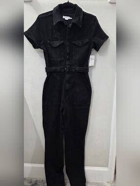 Good American Black Denim Jumpsuit.